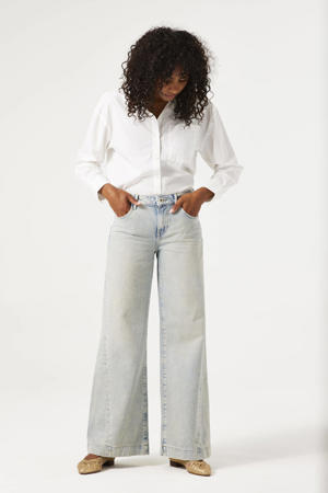 regular wide leg jeans light blue denim