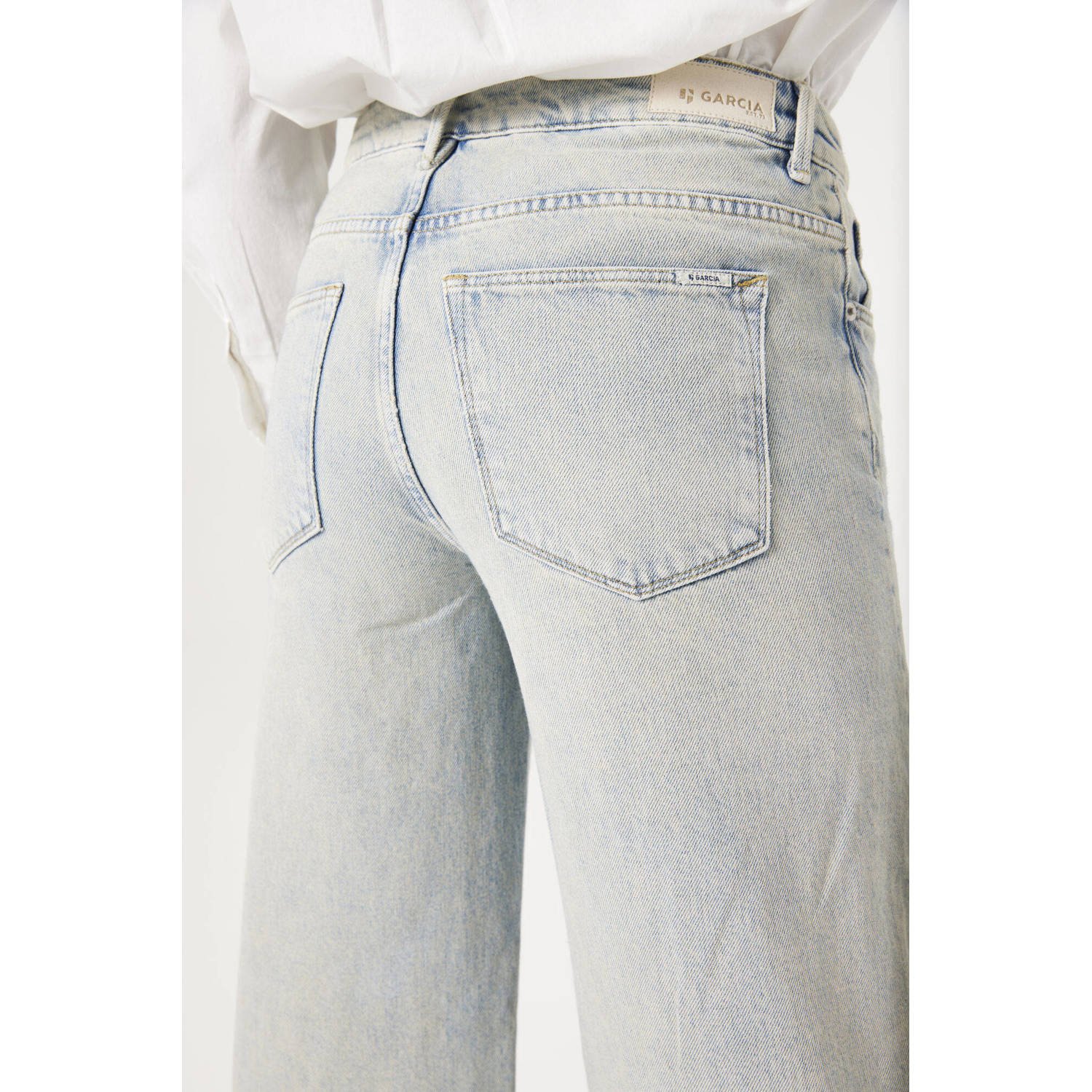 Garcia regular wide leg jeans light blue denim