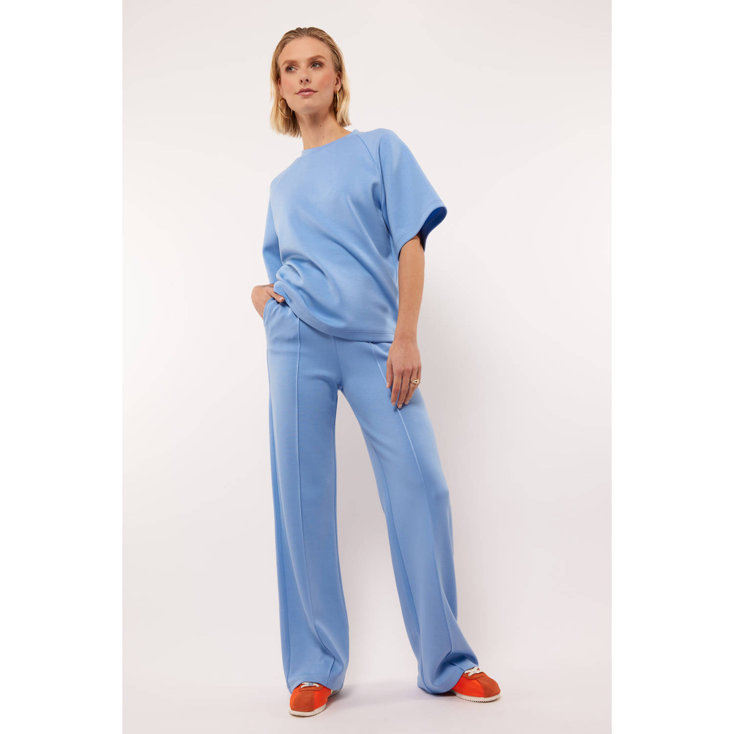 FLURESK wide leg regular waist broek blauw