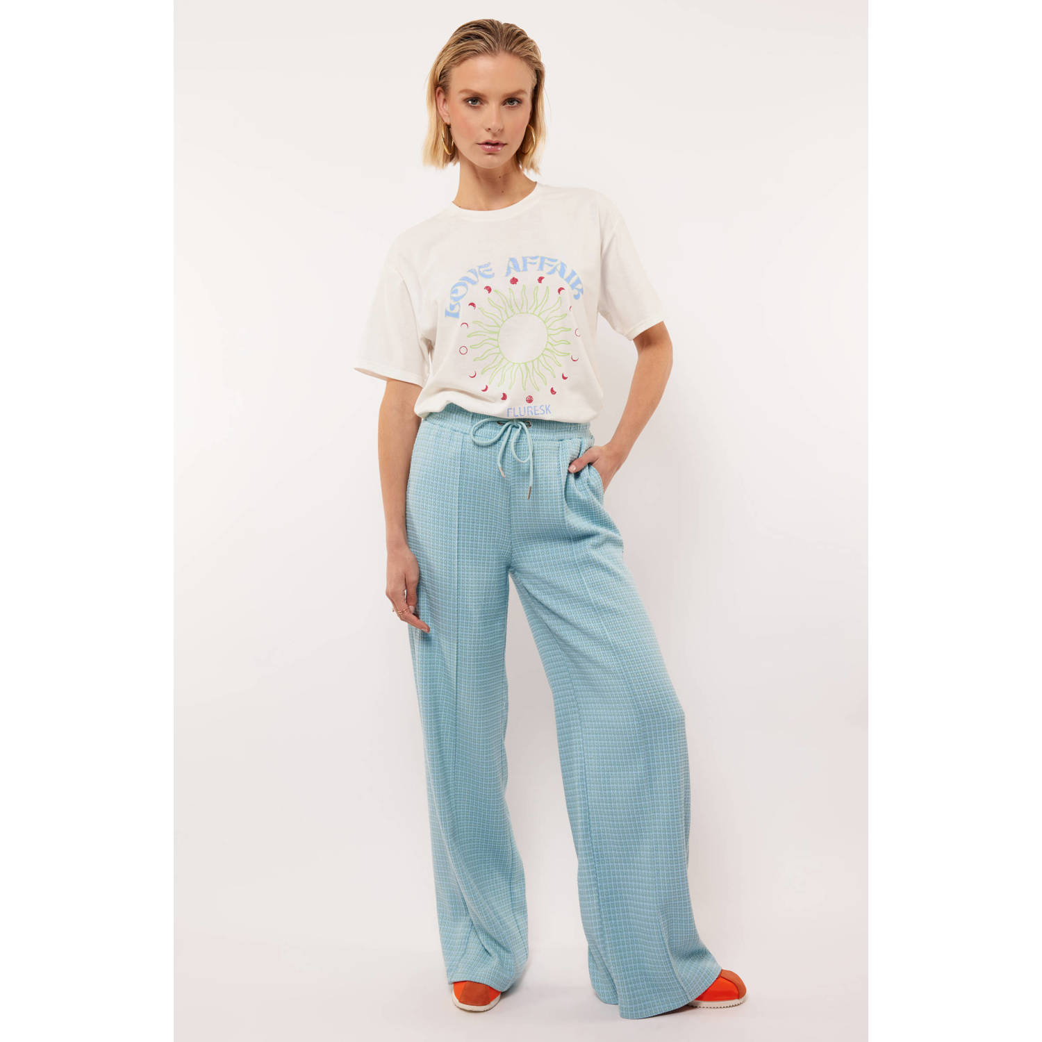 FLURESK wide leg regular waist broek blauw