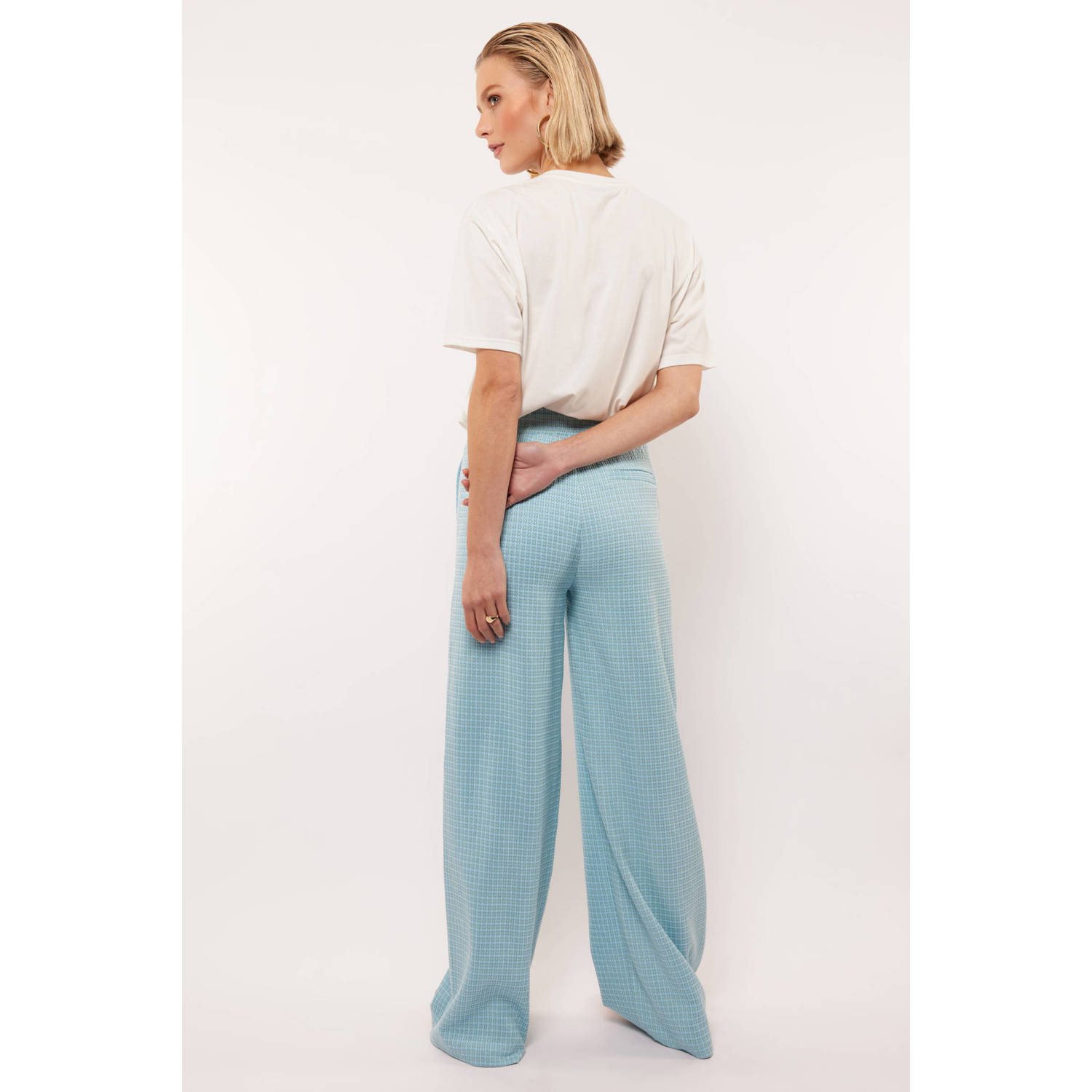 FLURESK wide leg regular waist broek blauw