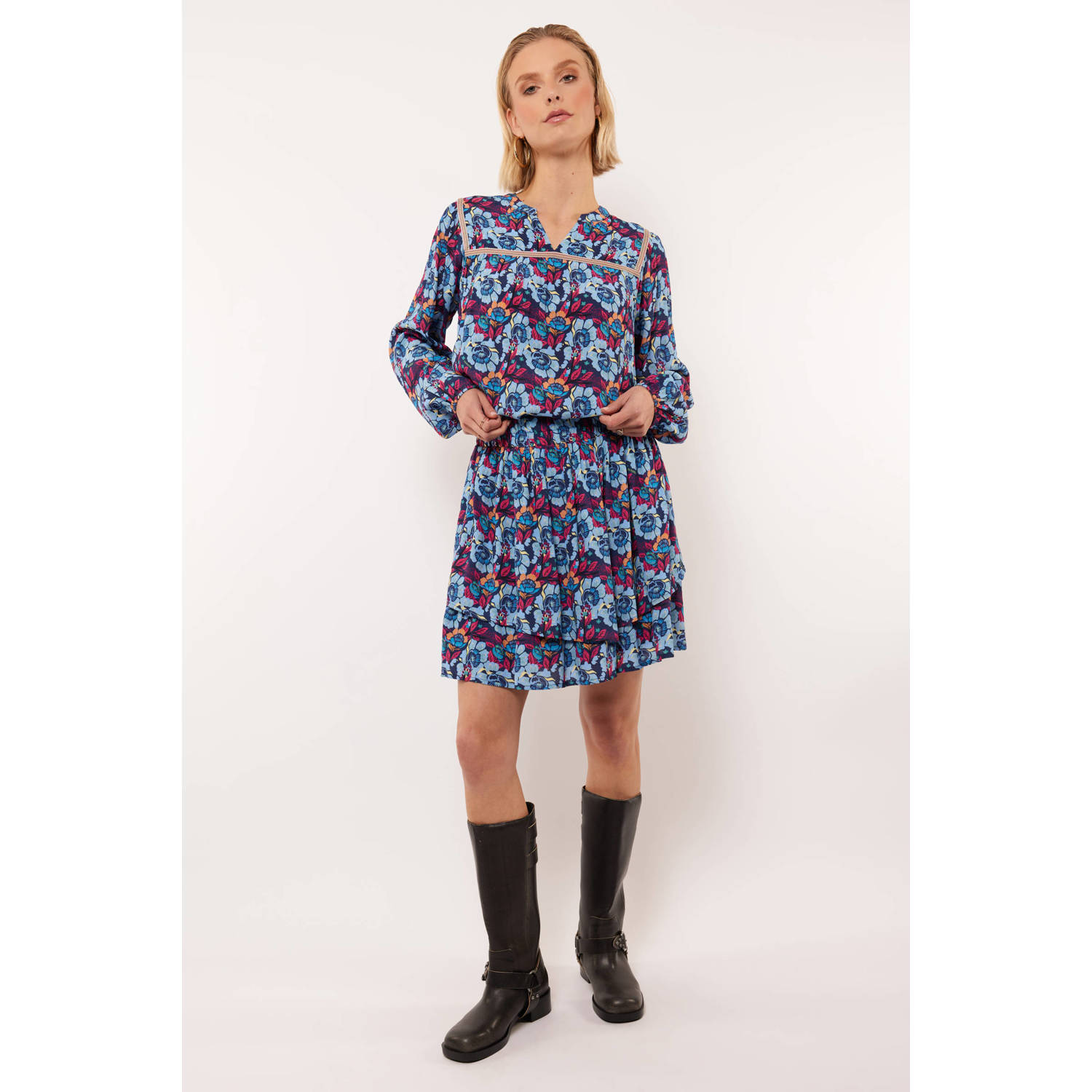 FLURESK korte rok blauw