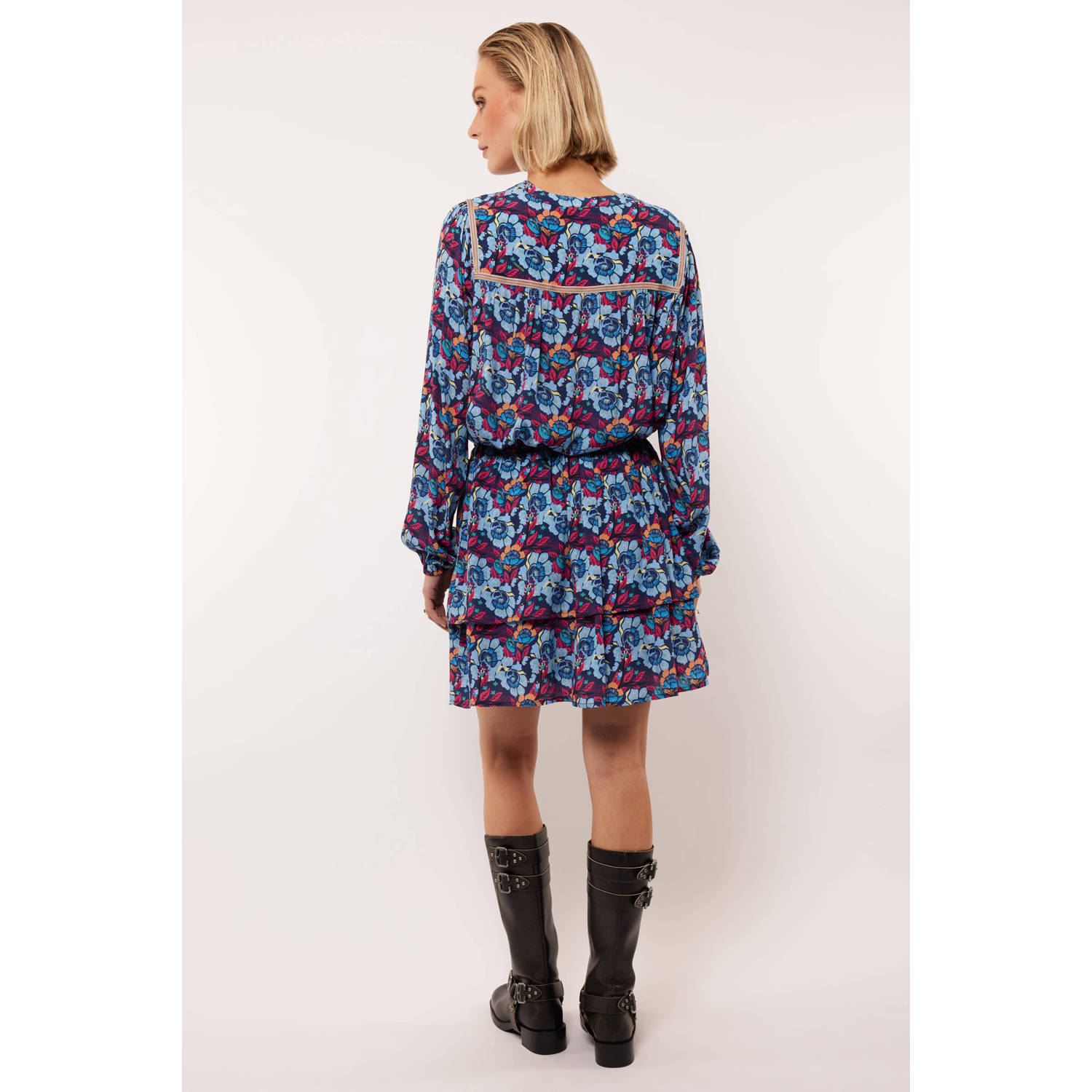 FLURESK korte rok blauw