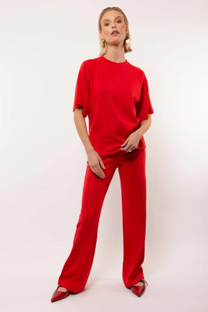 wide leg regular waist sweatpant rood