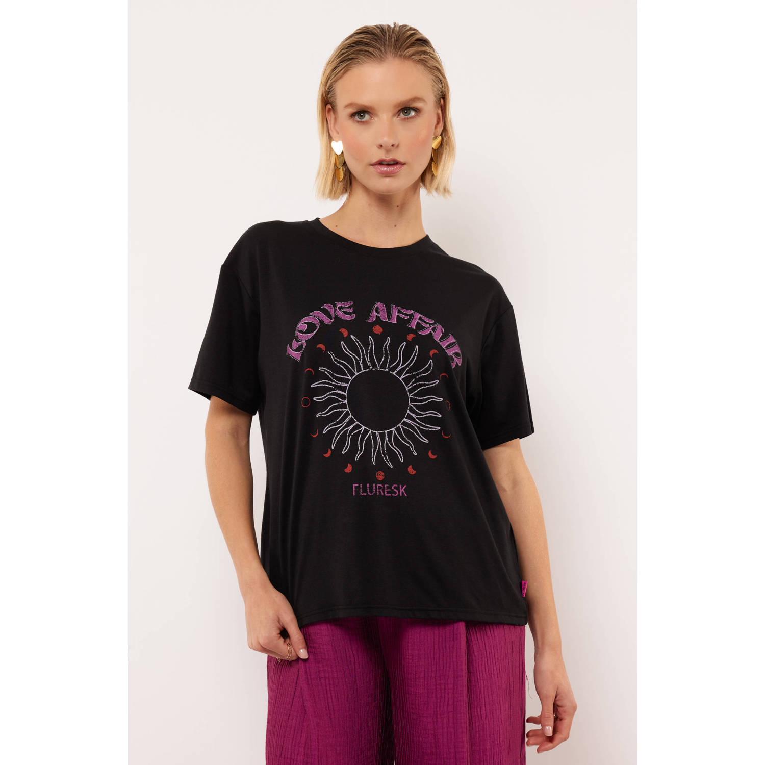FLURESK T-shirt zwart