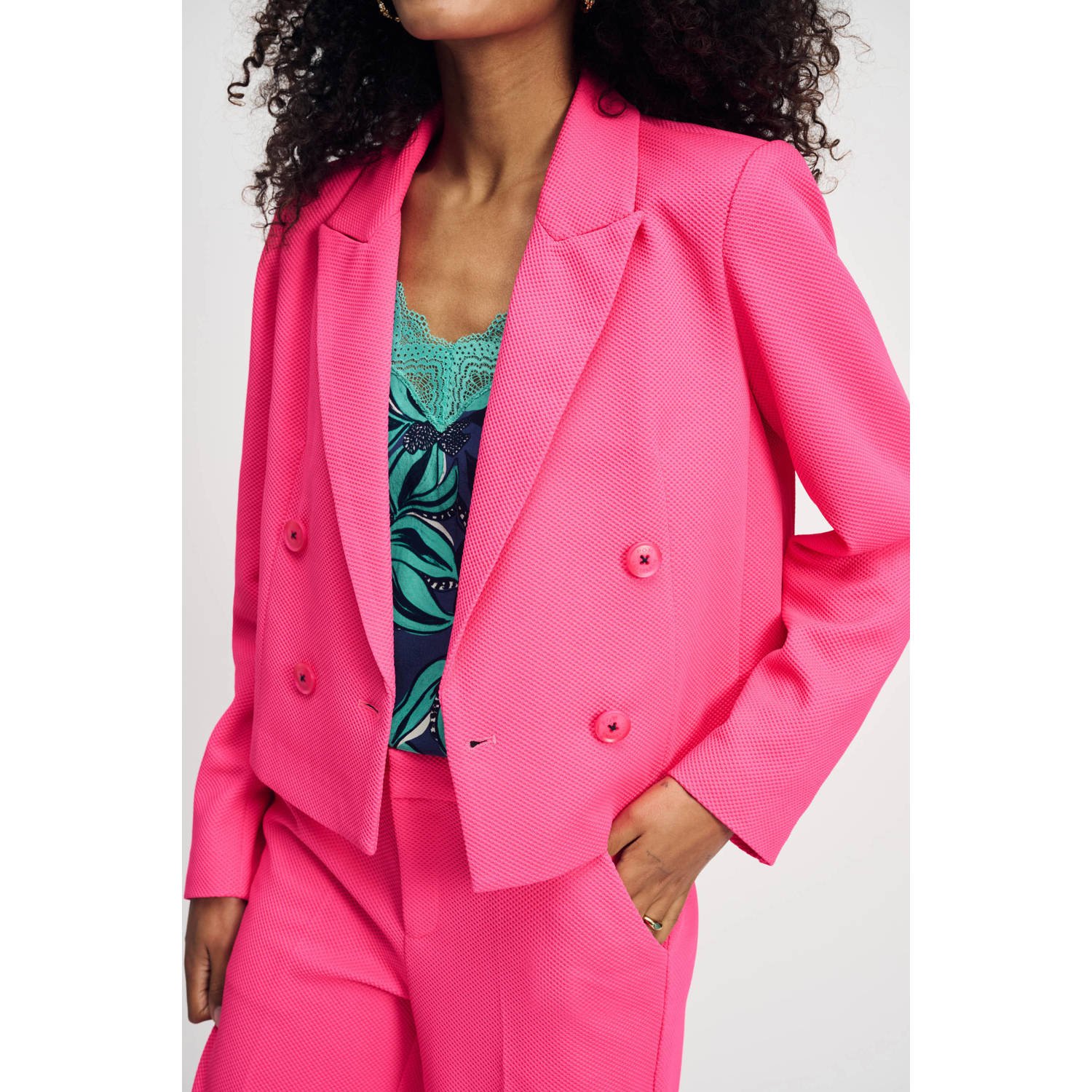 POM Amsterdam cropped blazer roze