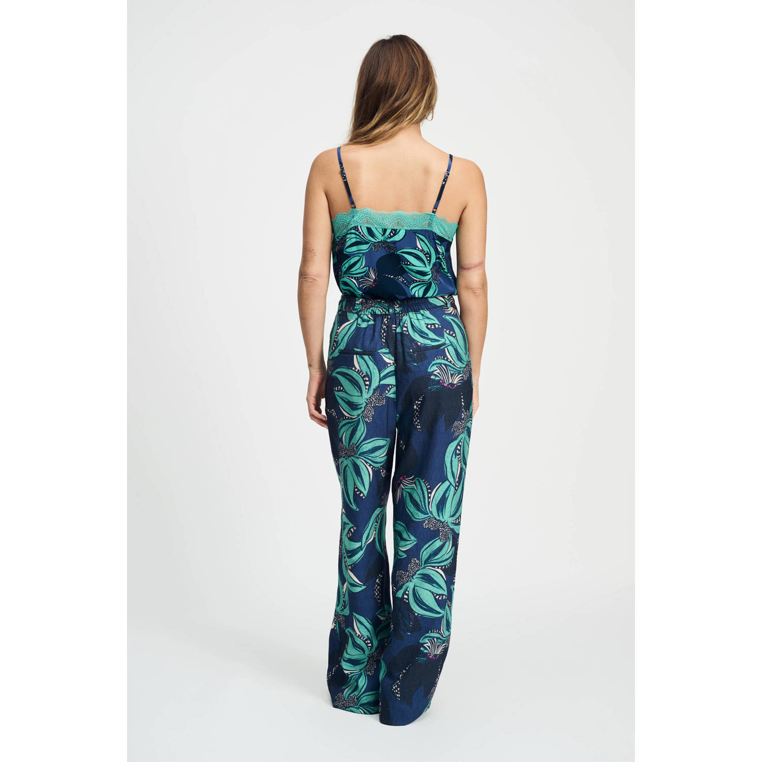 POM Amsterdam wide leg pantalon donkerblauw