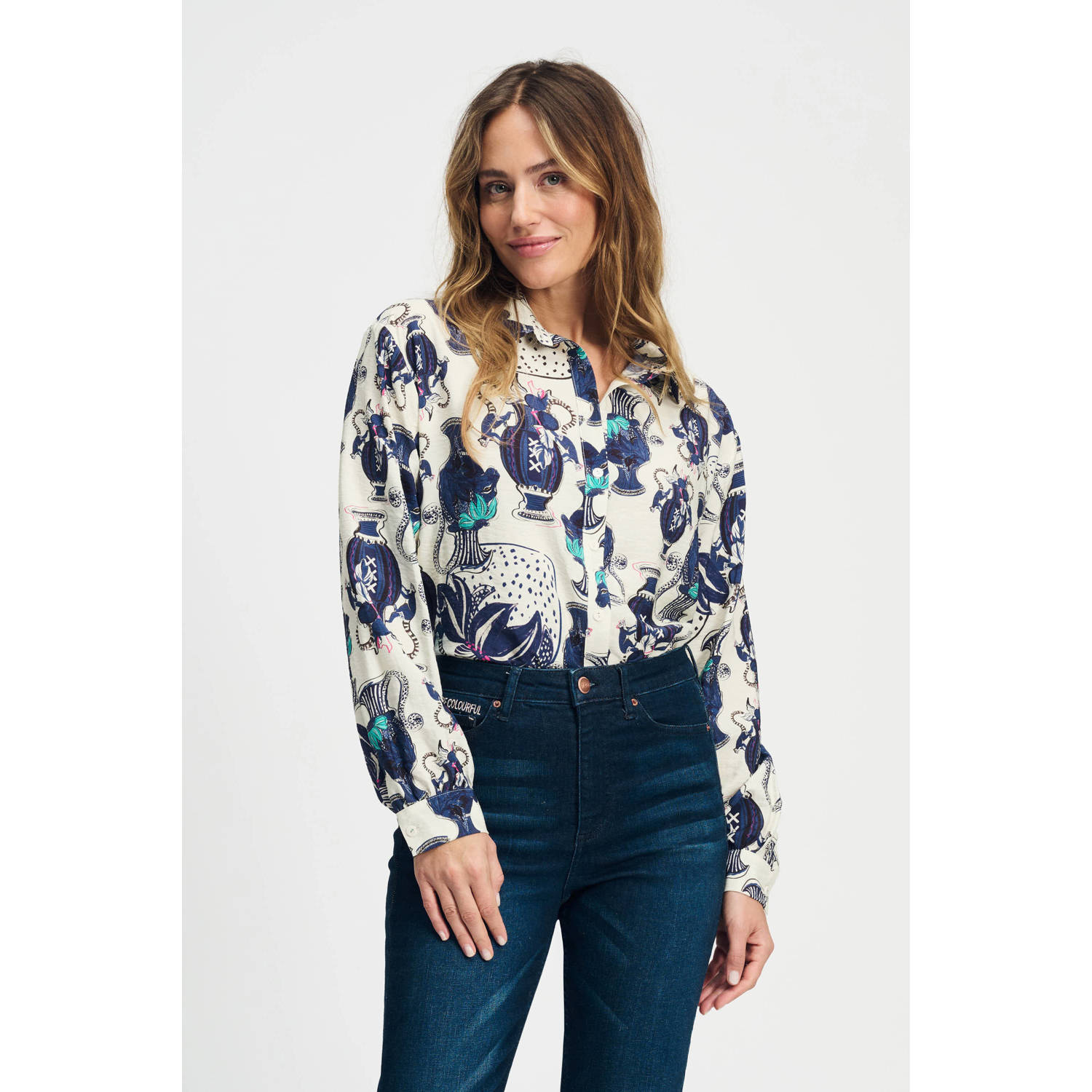 POM AMSTERDAM Dames Blouses Milly Vases Cream Multi