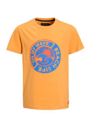 thumbnail: Oranje jongens Orange Stars T-shirt Pauro van katoen met printopdruk, korte mouwen en ronde hals