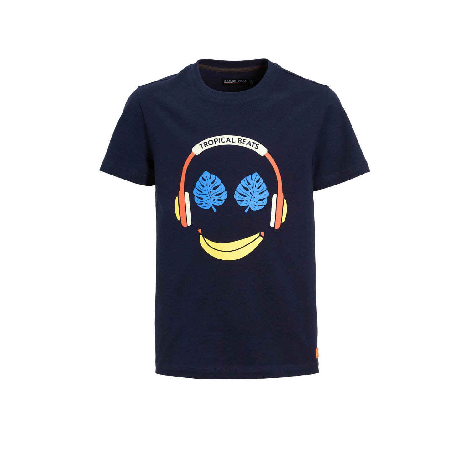 Orange Stars T-shirt Pakis met printopdruk donkerblauw