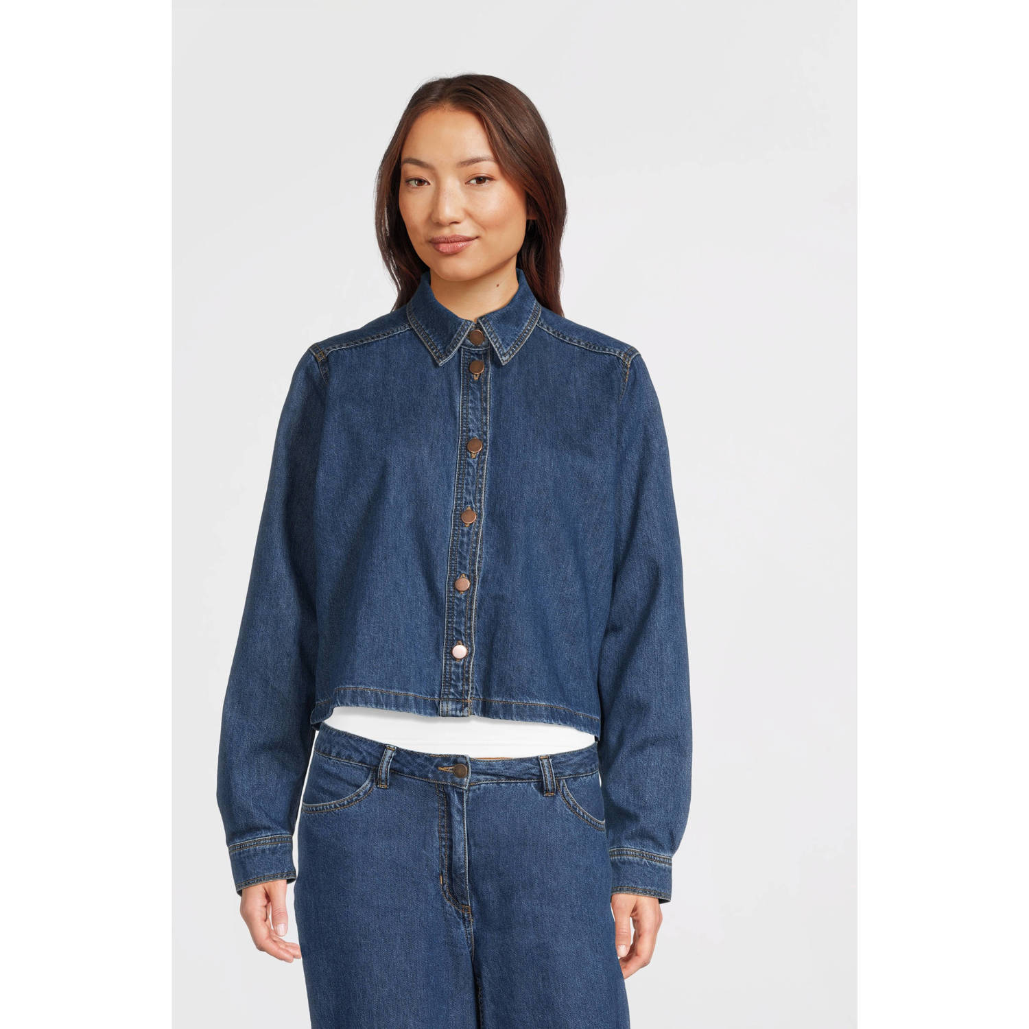 MSCH Copenhagen Kort jeansjack met knoopsluiting model 'Adalyn'