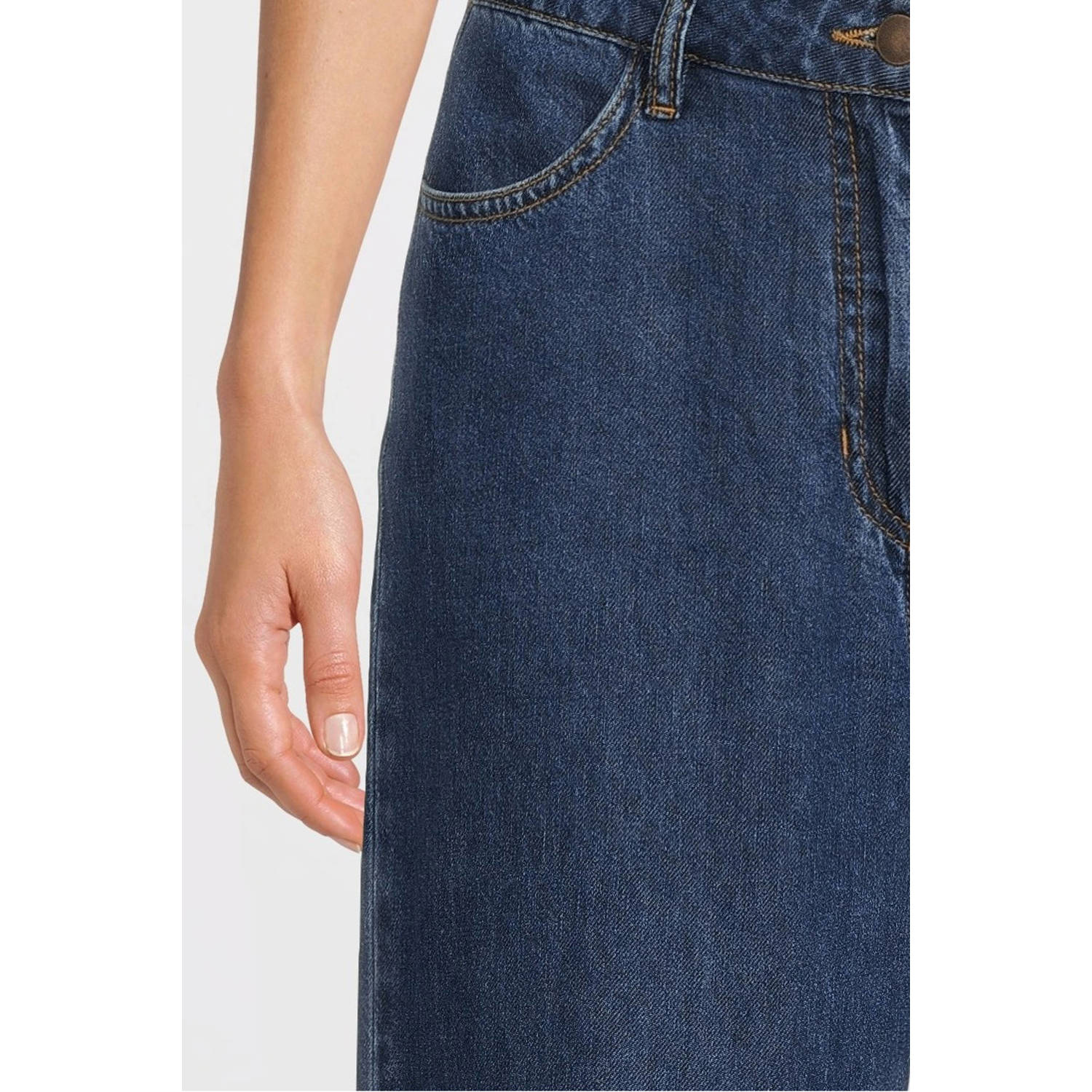 MSCH Copenhagen high wide leg jeans medium blue denim