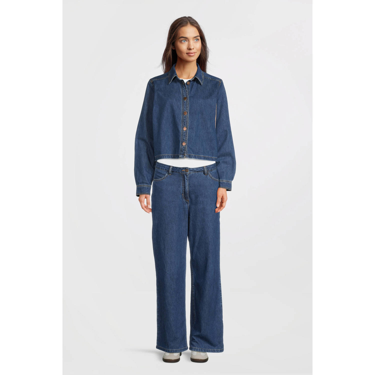 MSCH Copenhagen high wide leg jeans medium blue denim