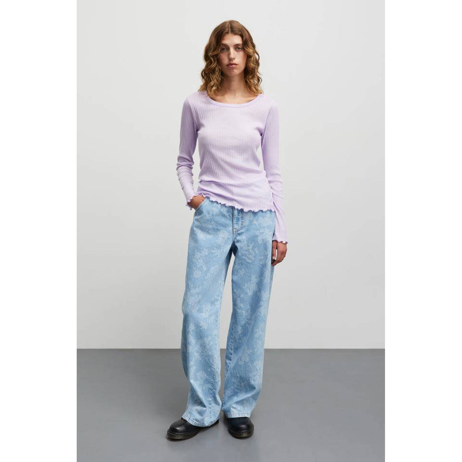 MADS NØRGAARD COPENHAGEN regular waist wide leg jeans light blue denim