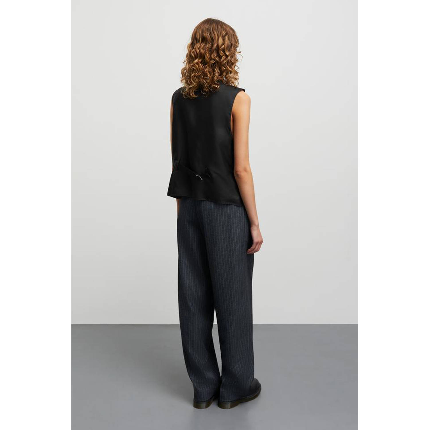 MADS NØRGAARD COPENHAGEN wide leg regular waist pantalon grijs melange