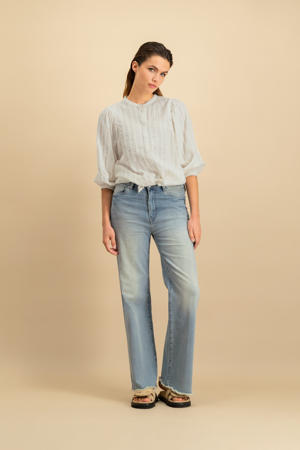 high waist medium blue denim