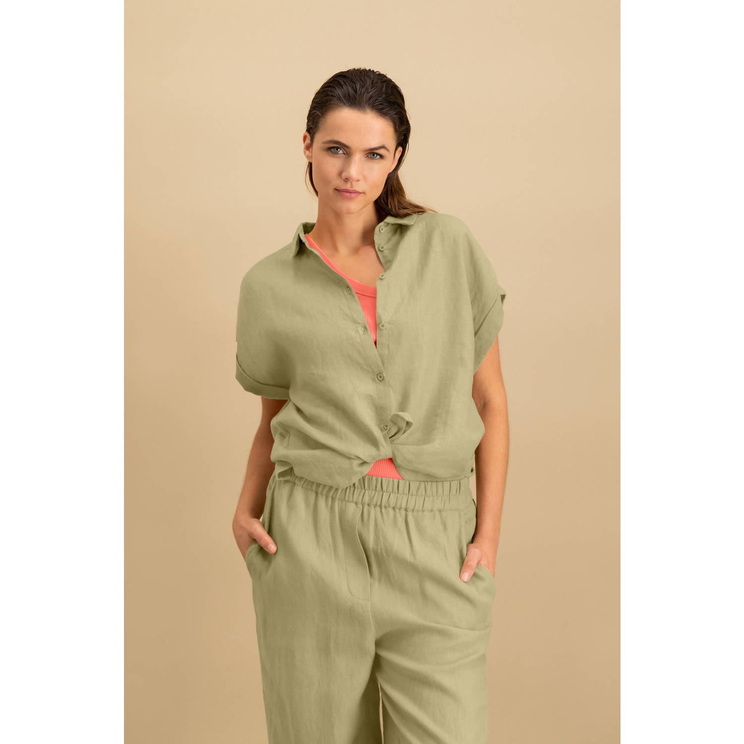 Circle of Trust linnen blouse olijfgroen