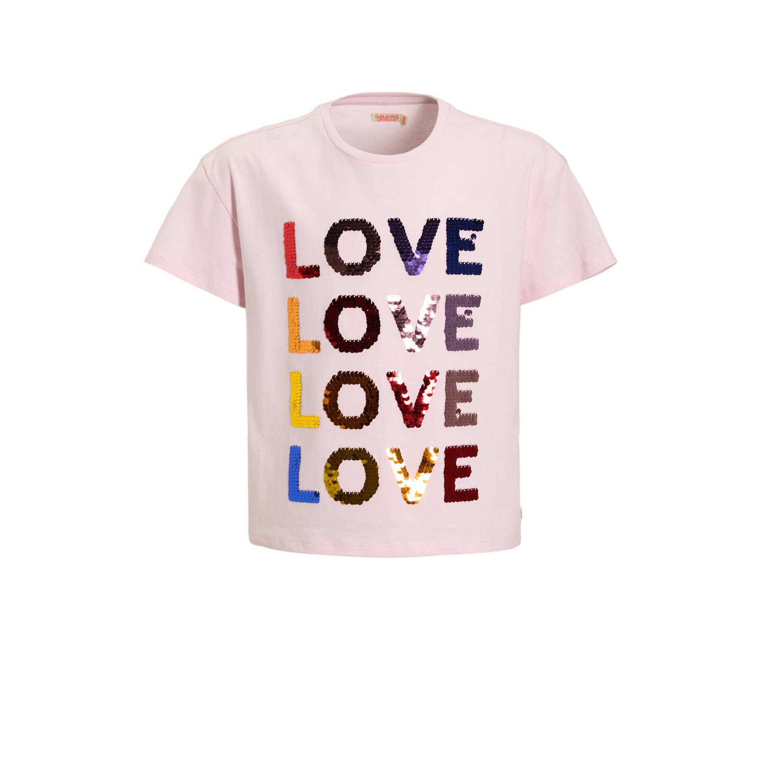 Orange Stars T-shirt met pailletten roze