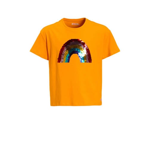 Orange Stars T-shirt met pailletten oranje afbeelding