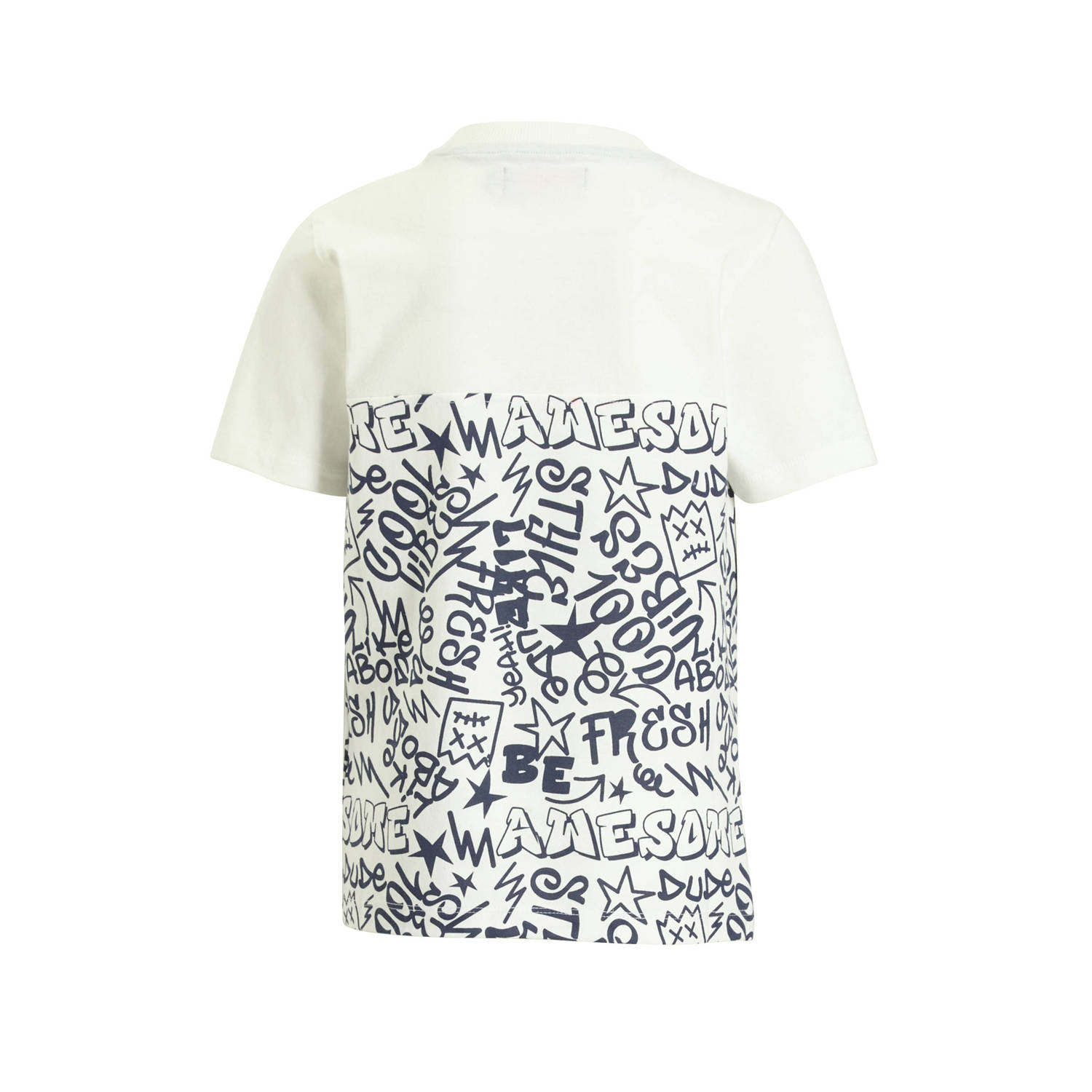 Orange Stars T-shirt met graffiti print wit