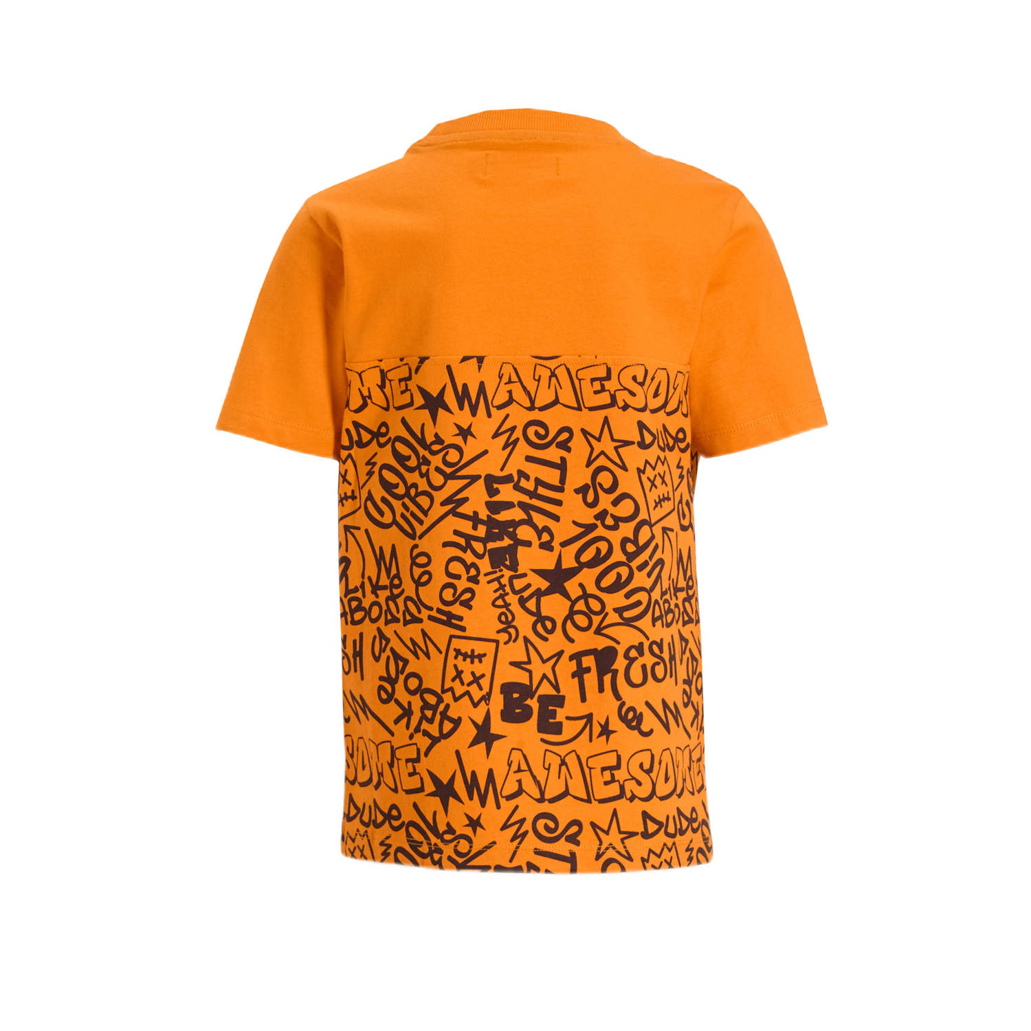 Orange Stars T-shirt met graffiti print oranje