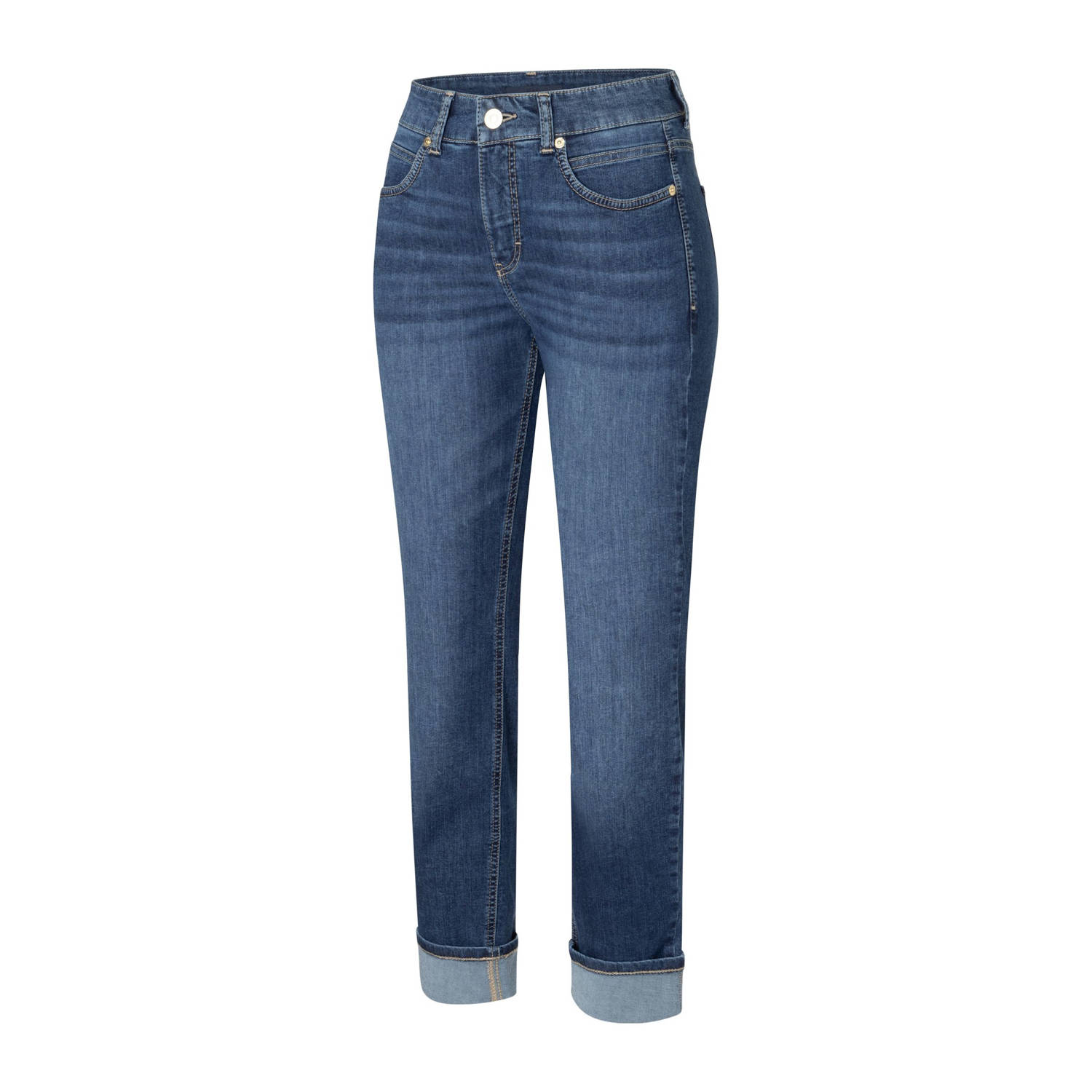 MAC regular waist straight leg jeans medium blue denim