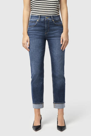 regular waist straight leg jeans medium blue denim