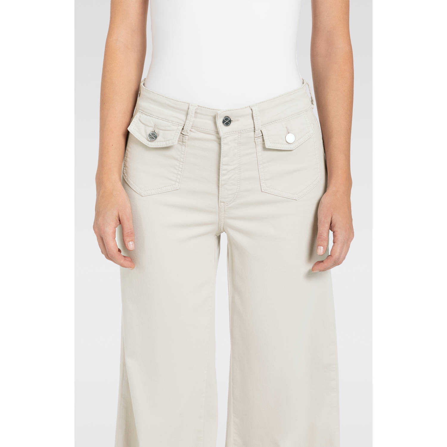 MAC wide leg regular waist broek beige