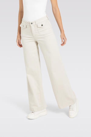 wide leg regular waist broek beige