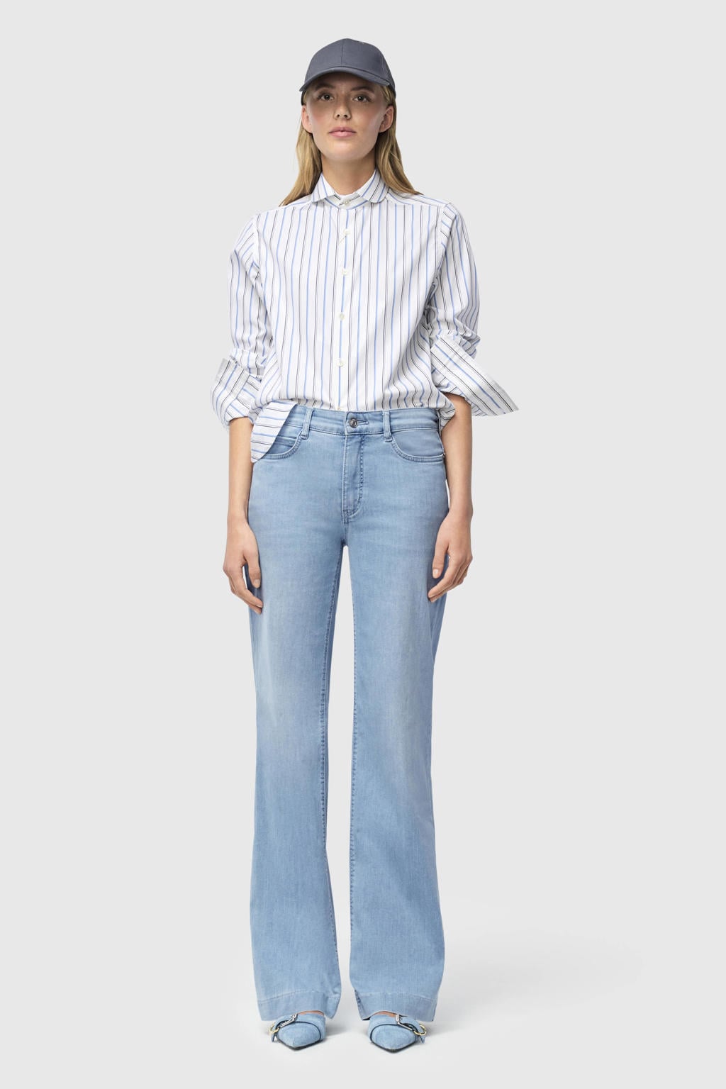 MAC regular waist wide leg jeans light blue denim