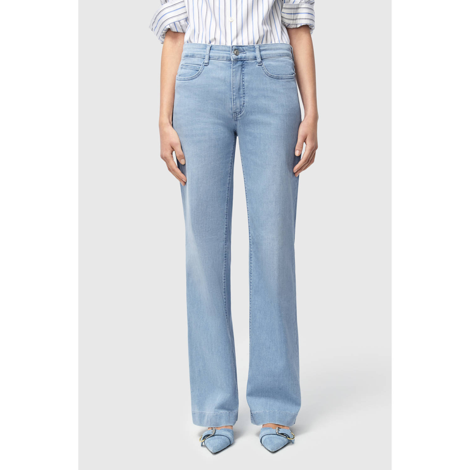 MAC regular waist wide leg jeans light blue denim