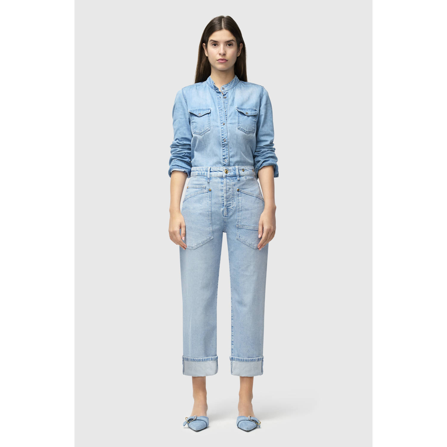MAC baggy straight light blue denim