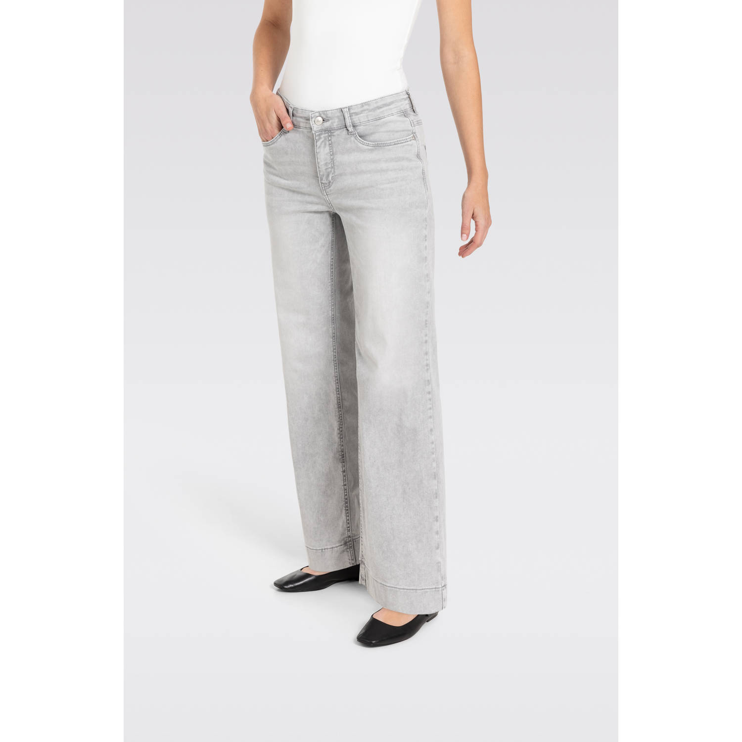 MAC regular waist wide leg jeans grey denim