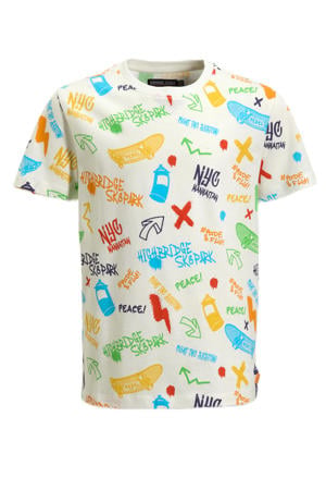 T-shirt met graffiti print wit
