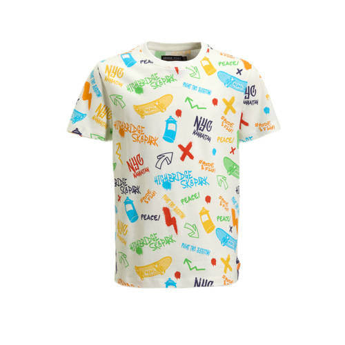 Orange Stars T-shirt met graffiti print wit afbeelding