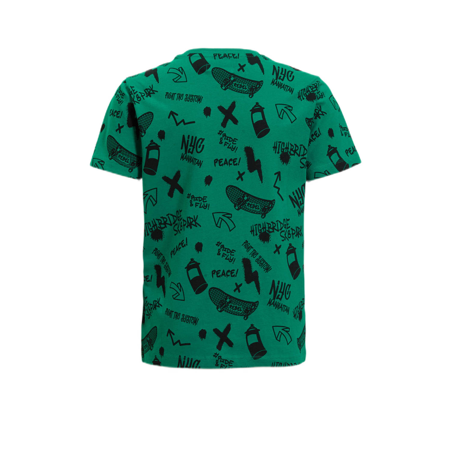 Orange Stars T-shirt met graffiti print donkergroen