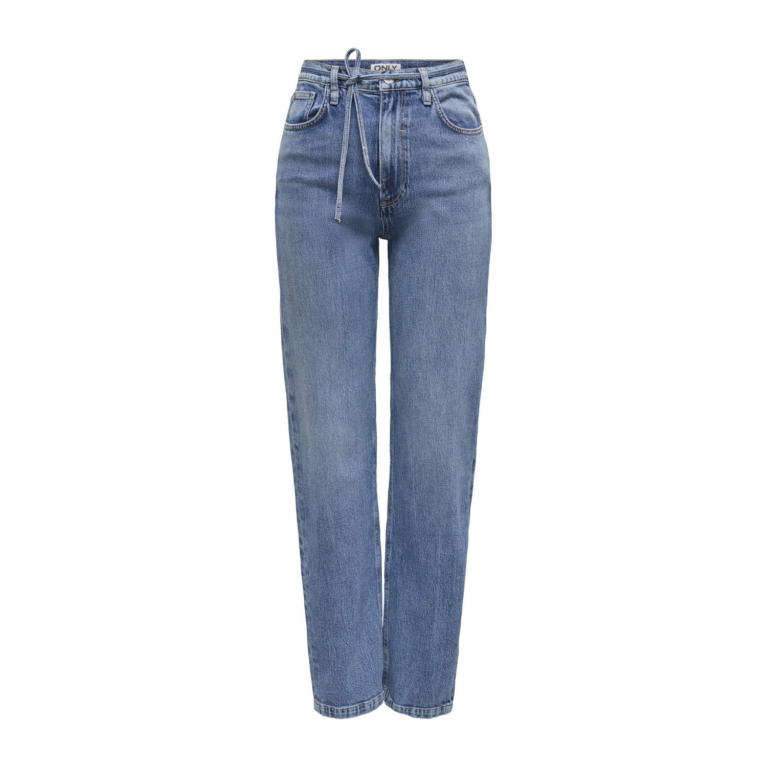 ONLY high waist straight leg jeans medium blue denim