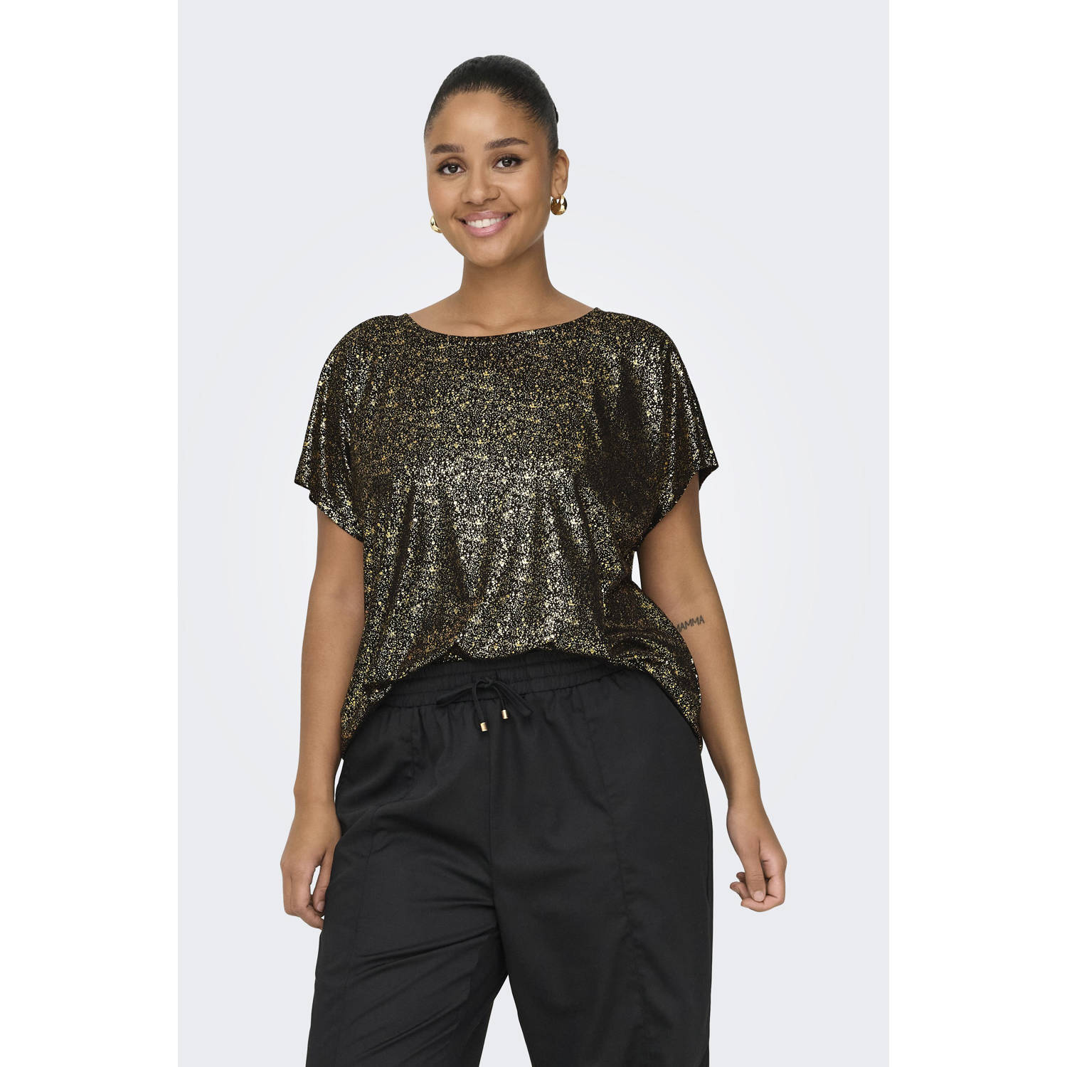 ONLY CARMAKOMA top zwart goud
