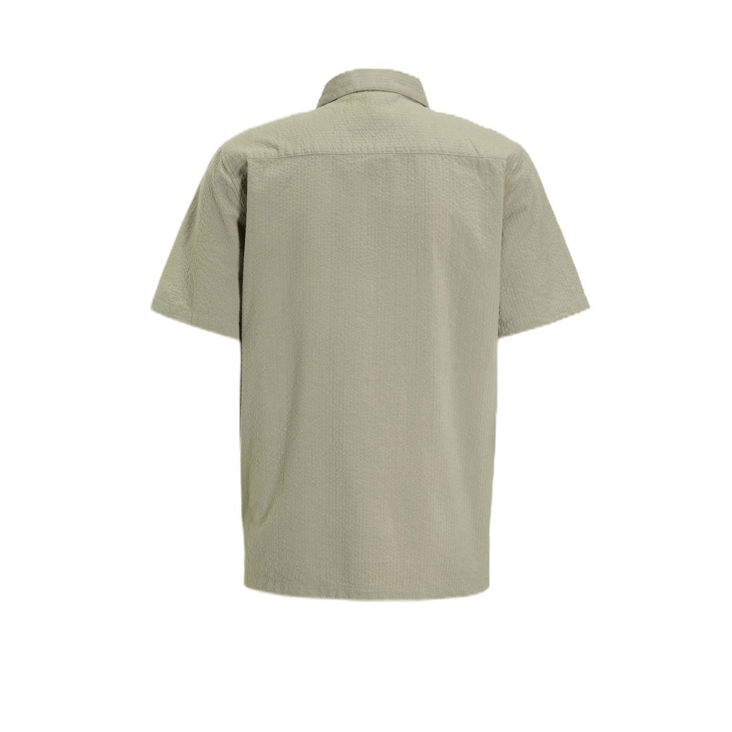 anytime seersucker overhemd lichtkhaki