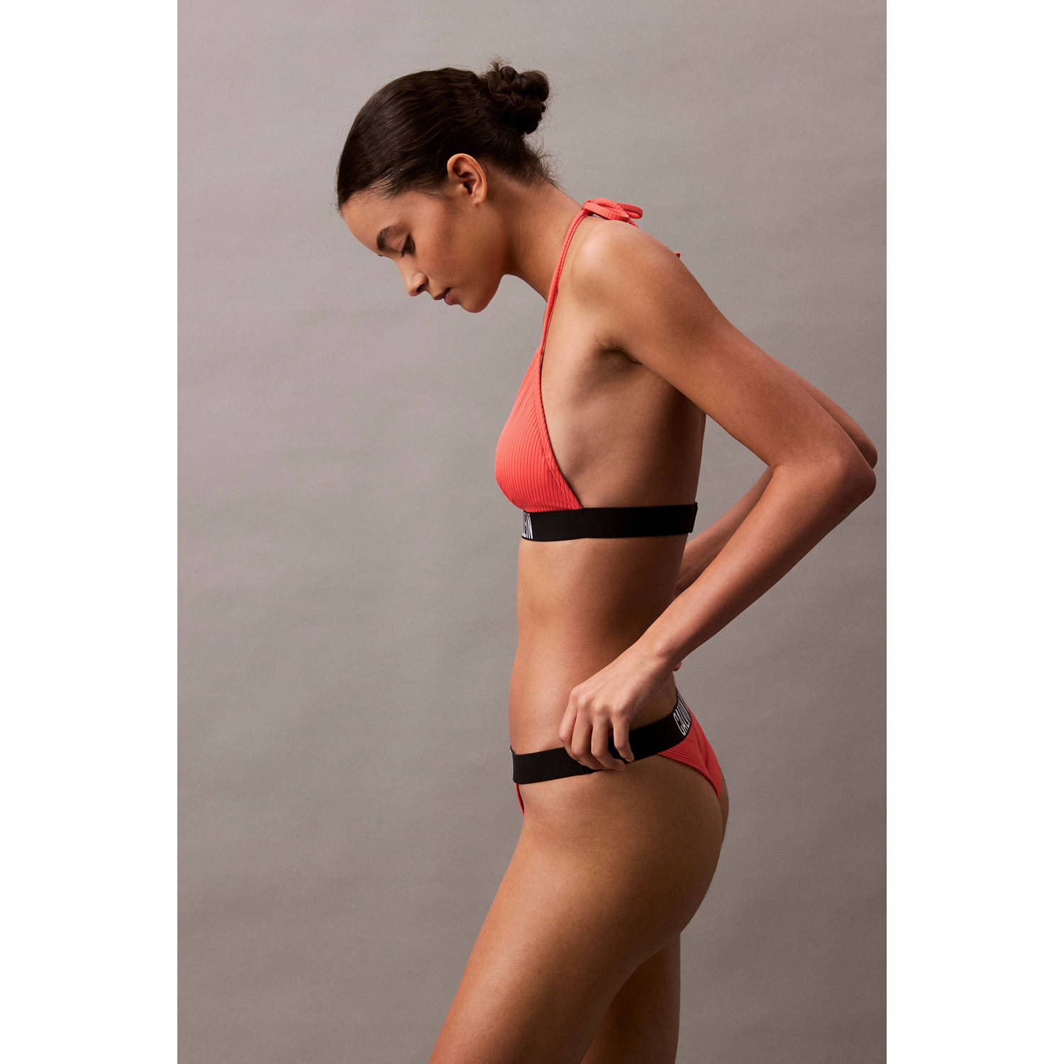 Calvin Klein voorgevormde triangel bikinitop koraalrood