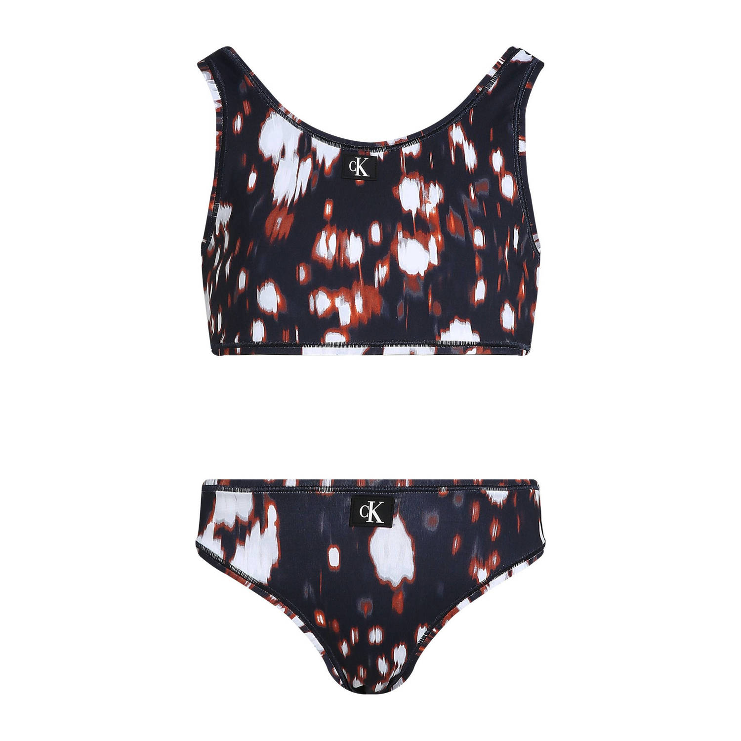 Calvin Klein crop bikini donkerblauw rood wit