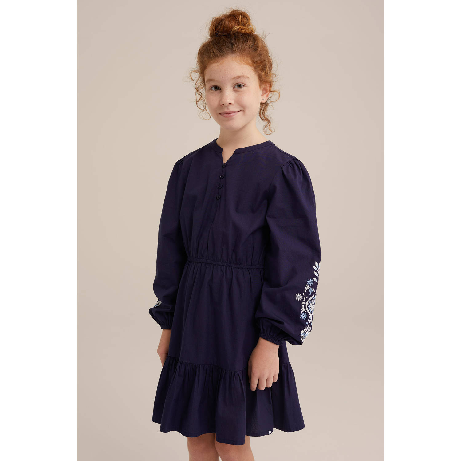 WE Fashion trapeze jurk donkerblauw