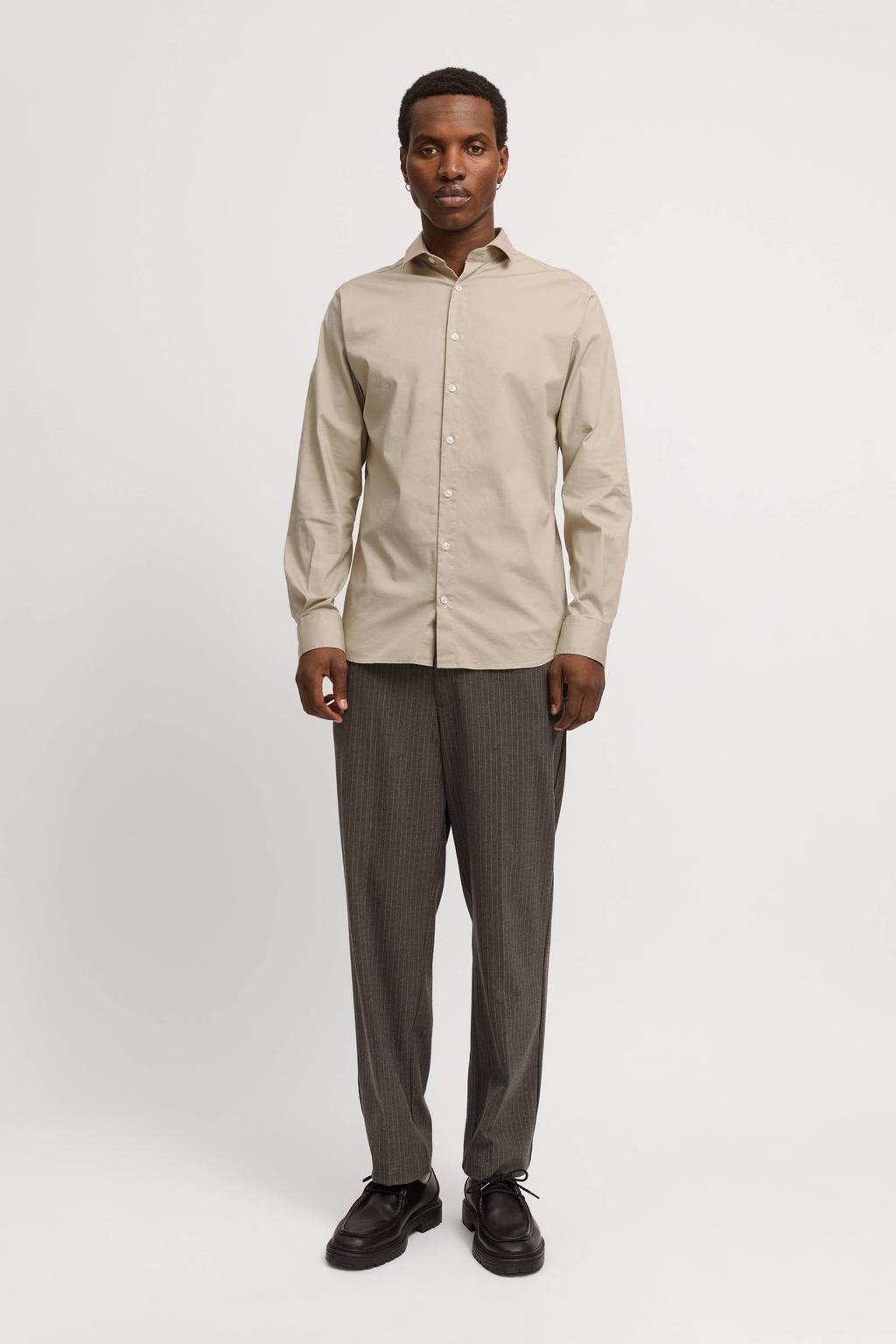 JACK & JONES PREMIUM zakelijk overhemd beige