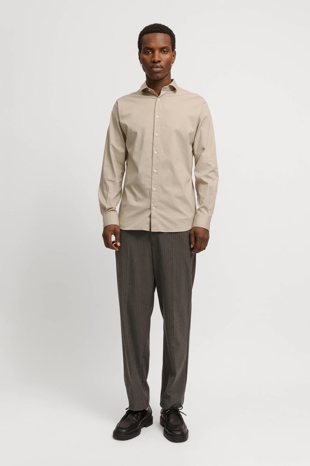 JACK & JONES PREMIUM zakelijk overhemd beige