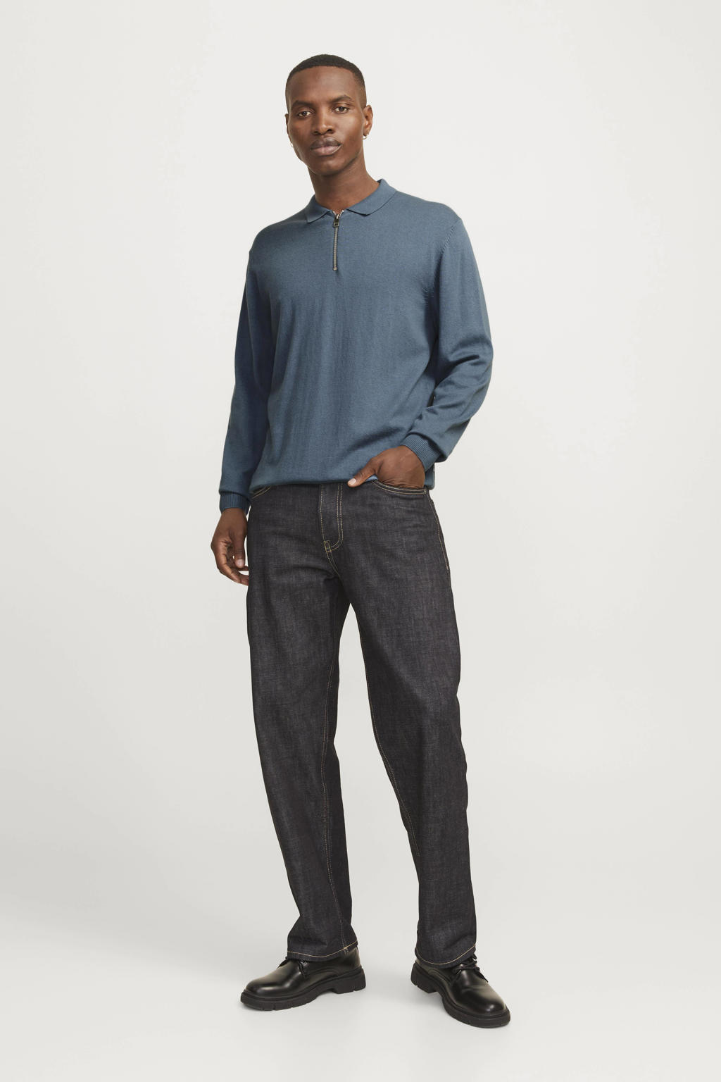 JACK & JONES ESSENTIALS trui fijn gebreid blauw