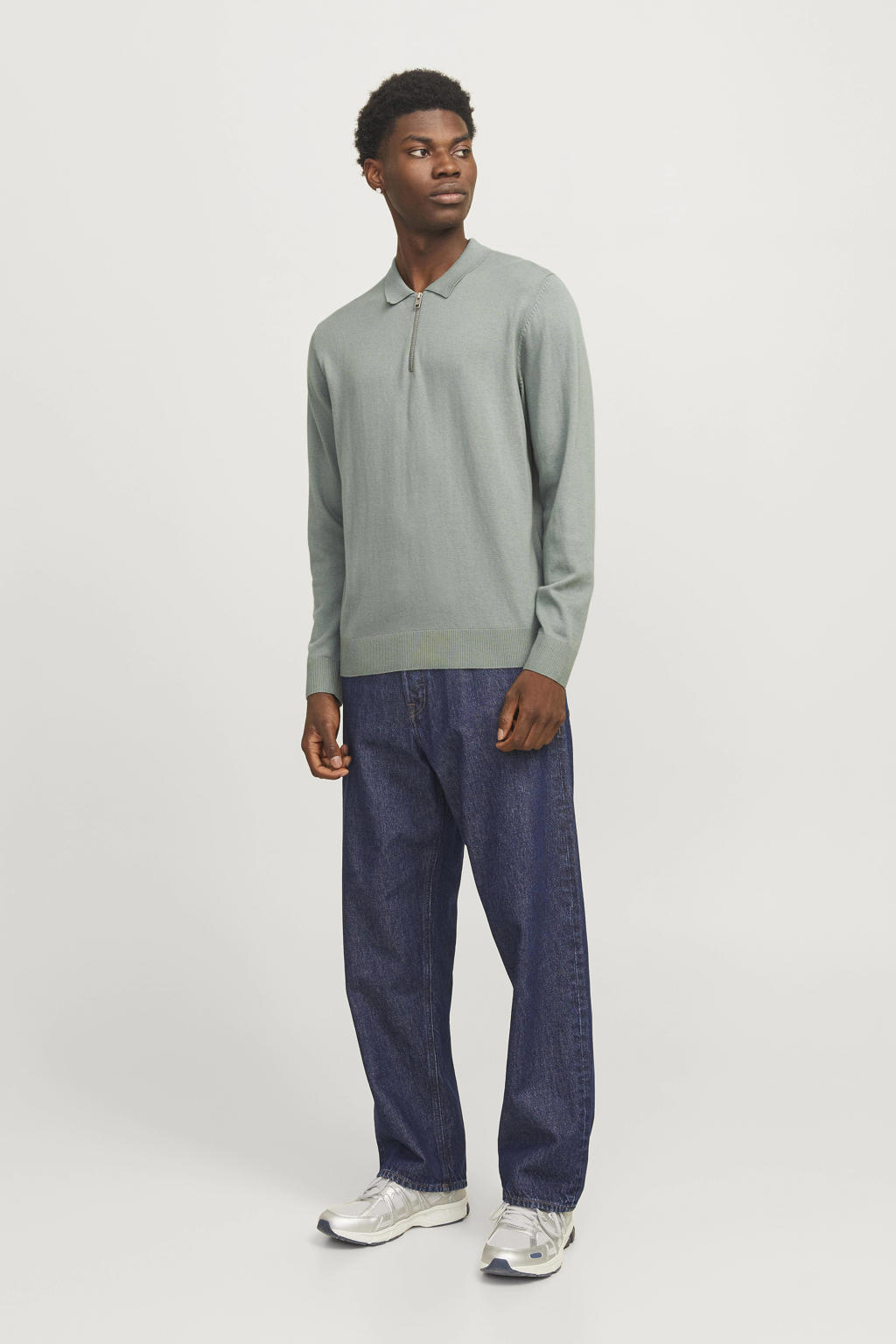 JACK & JONES ESSENTIALS trui fijn gebreid groen