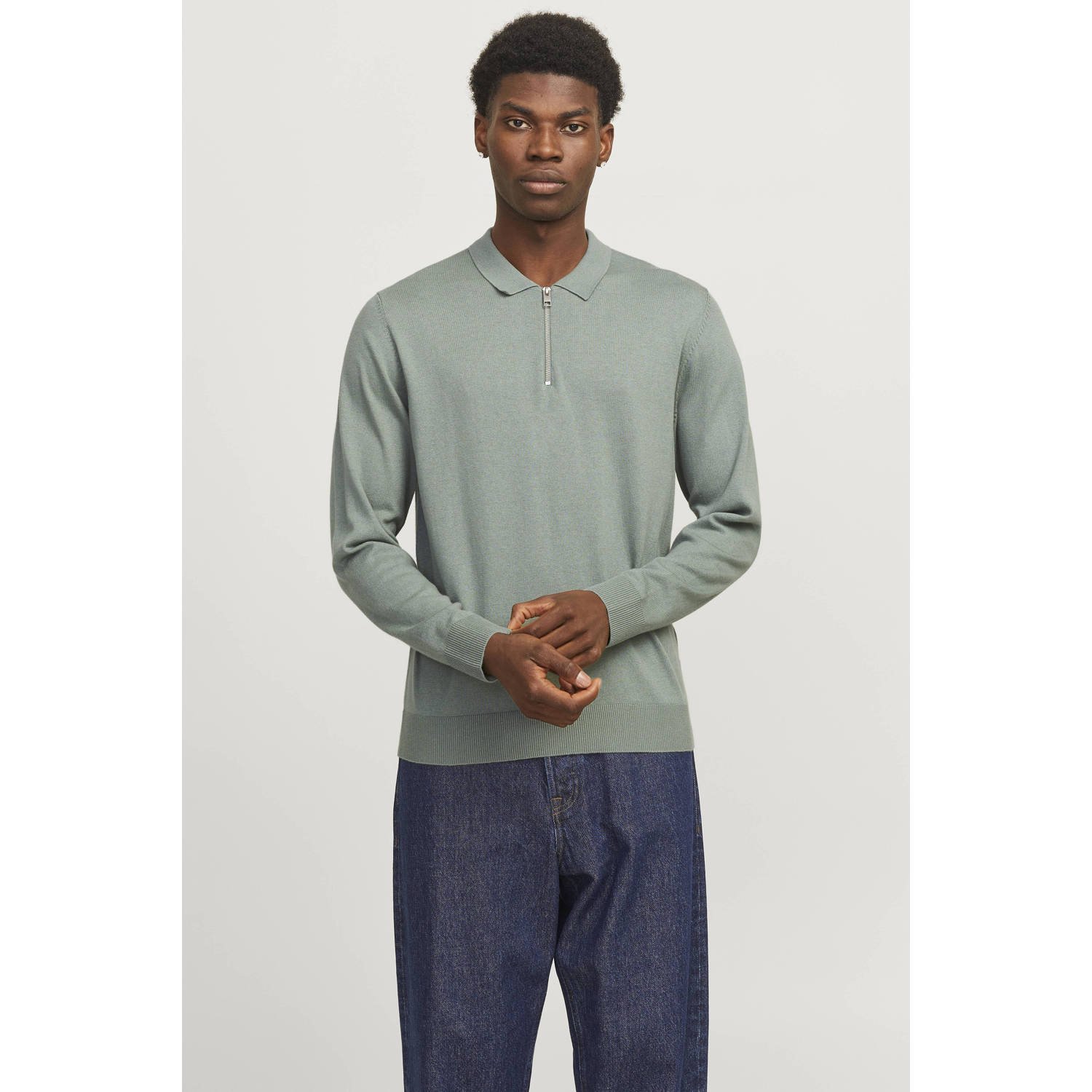 Jack & Jones Trui met polokraag JJEEMIL KNIT POLO HALF ZIP LS NOOS