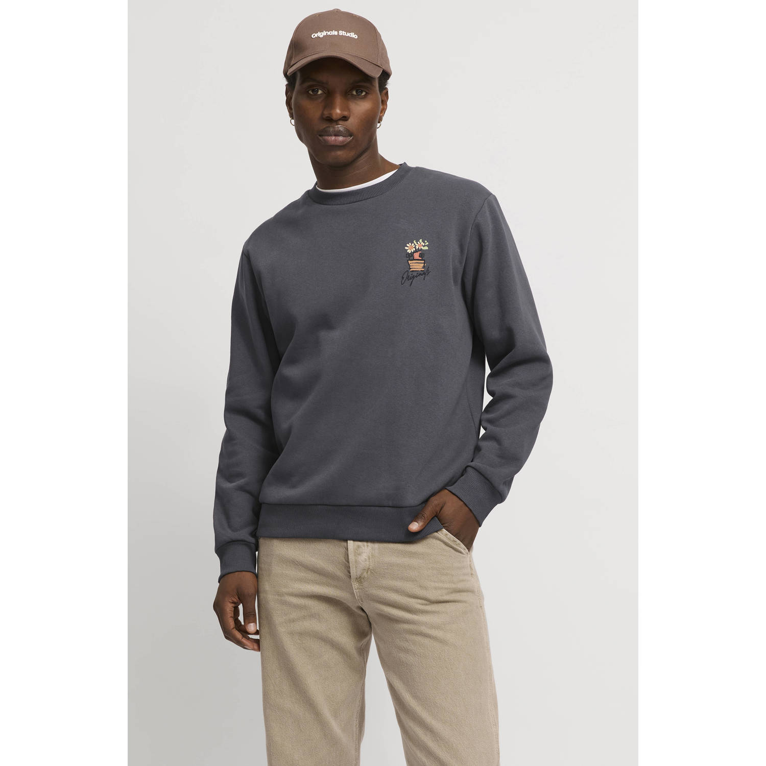 JACK & JONES ORIGINALS sweater grijs