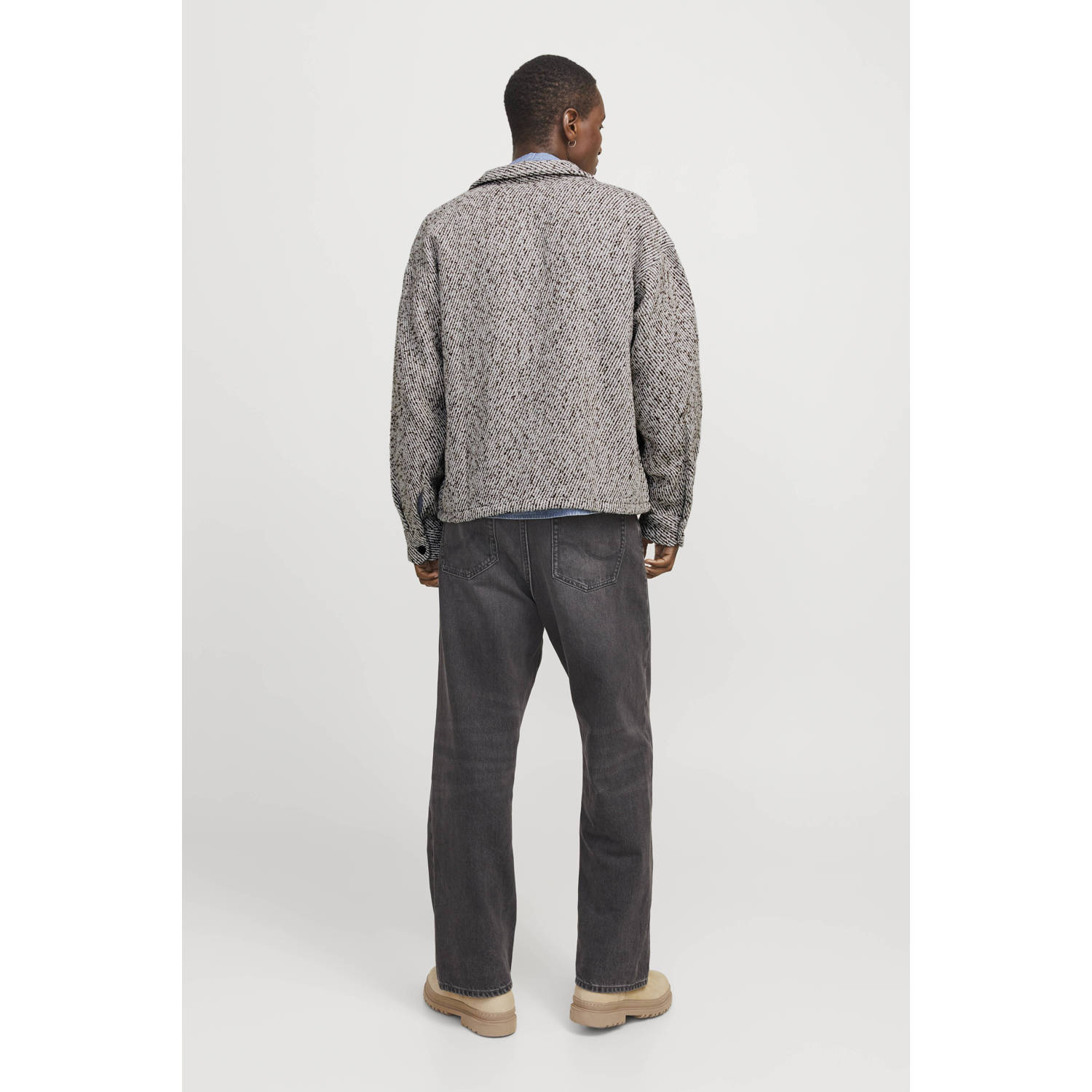 JACK & JONES ORIGINALS wollen oversized overshirt bruin