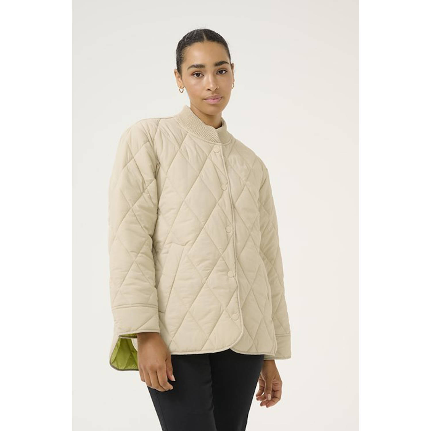 Kaffe Gewatteerde Jas Veergrijs Beige Dames